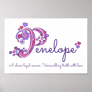 Penelope initial P klotter hjärta konst namn betyd Poster