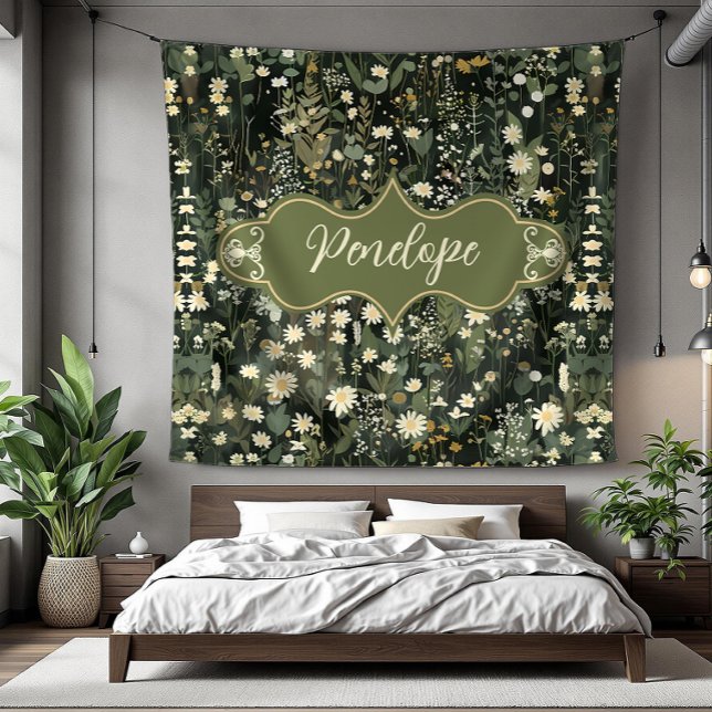 Penelope Mörk Daisy Blommigt Fleecefilt (detail)