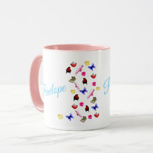 Penelope, Namn, med Bunnies, Parrots och Flowers, Mugg