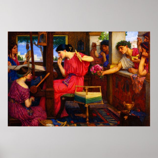 Penelope och friarna av Waterhouse Poster (Framsidan)