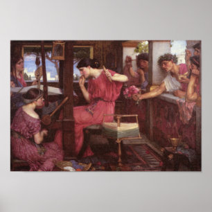 Penelope och friarna - John William Waterhouse Poster