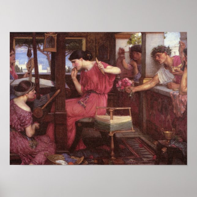 Penelope och Suitors - John William Waterhouse Poster (Framsidan)