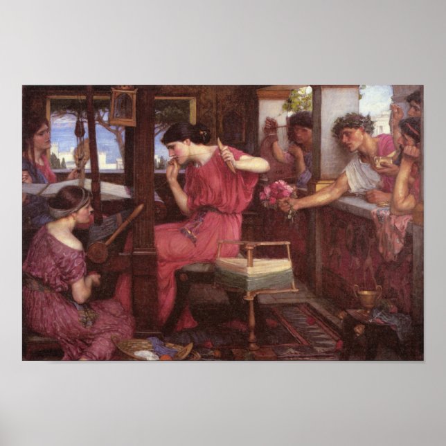 Penelope och Suitors - John William Waterhouse Poster (Framsidan)