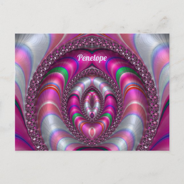 PENELOPE ~ RÖD 3D Fraktal Design ~  Vykort (Framsida)
