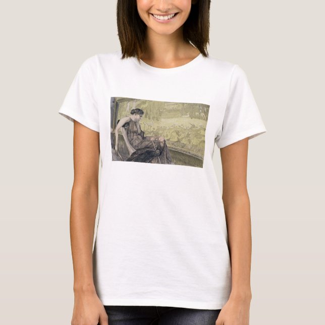 Penelope väver en shroud för Laertes hennes far-i T-shirt (Framsida)