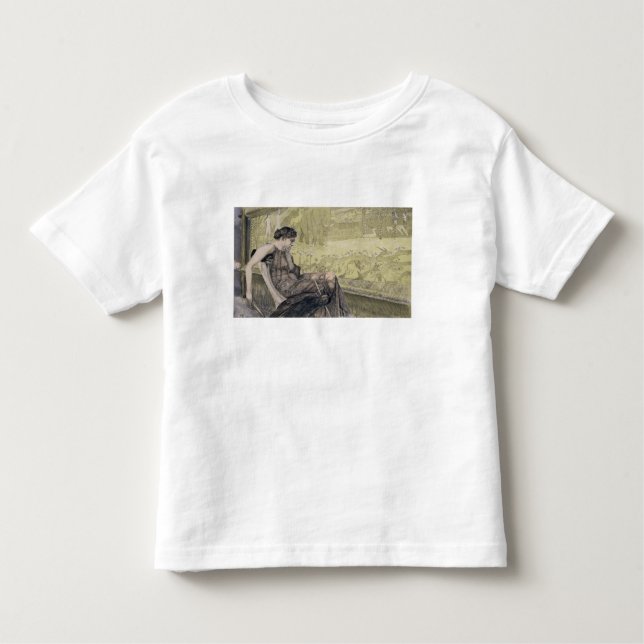 Penelope väver en shroud för Laertes hennes far-i T-shirt (Framsida)