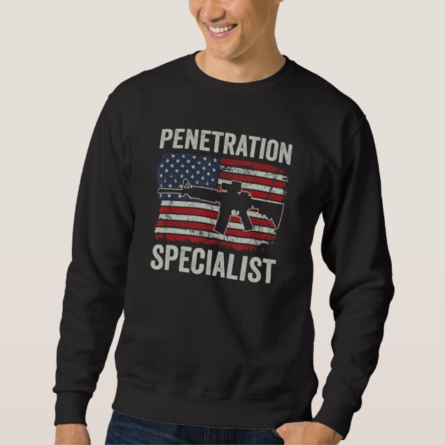 Penetrationsspecialist   Ar15 Usa Flag   Herr Gun  Lång Ärmad Tröja (Framsida)