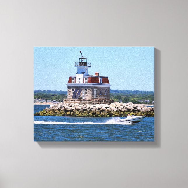Penfield Reef Lighthouse, Connecticut-Kanvastrycke Canvastryck (Framsida)