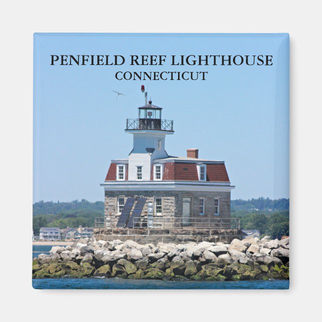 Penfield Reef Lighthouse, Connecticut Magnet (Framsidan)