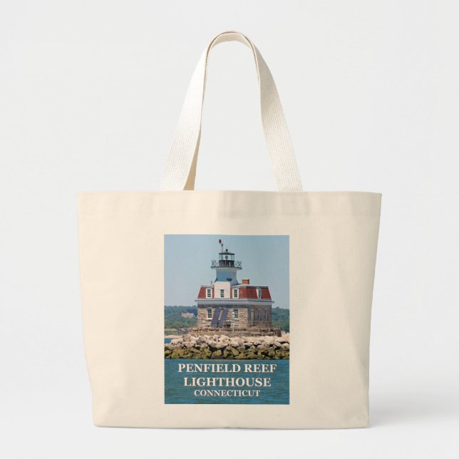 Penfield Reef Lighthouse, Connecticut Tote Bag Jumbo Tygkasse (Framsidan)