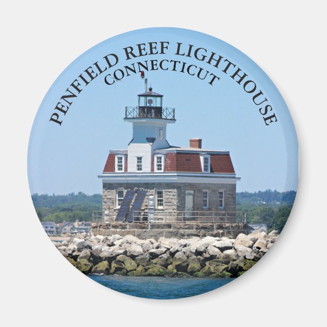 Penfield Reef Lighthouse CT Round Magnet (Framsidan)