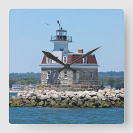 Penfield Reef Lighthouse, CT Square Wall Clock Fyrkantig Klocka