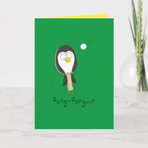 Peng-Ponguin Ping-Pong Penguin Funny Greeting Card Kort