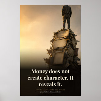 Pengar avslöjar karaktär Bokcitat Konst Poster