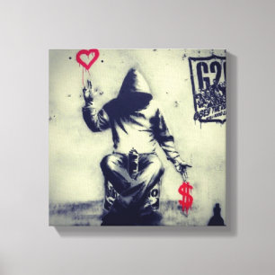 Pengar- eller kärlekgrafitti canvastryck