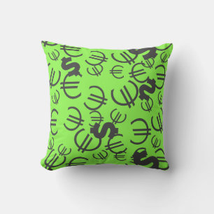 Pengar Euro Dollar Mönster Kudd Cushion Kudde
