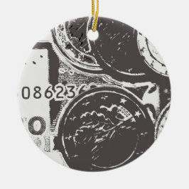 Pengar får världen att gå runt julgransprydnad keramik