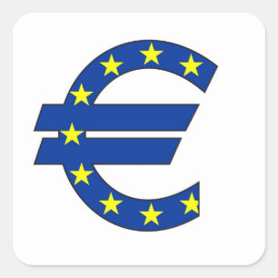 pengar för eurovalutasymbolet undertecknar fyrkantigt klistermärke