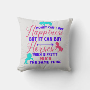 Pengar kan köpa hästarna Tri-Färg Light Grått Kudde