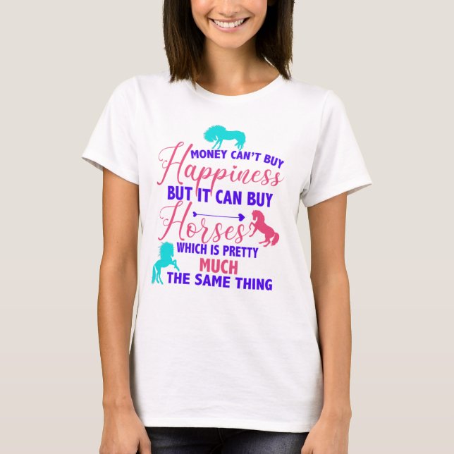 Pengar kan köpa Horses Tri-Färg T-Shirt (Framsida)