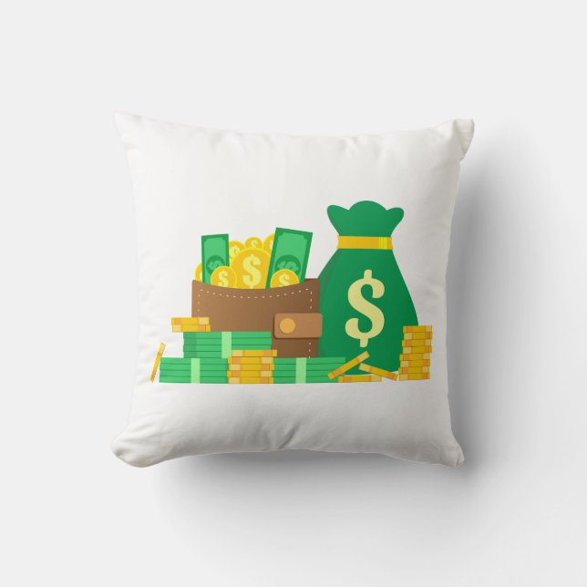 Pengar 🤑 kul, och humor,💵 kastkudde.  kudde (Framsida)