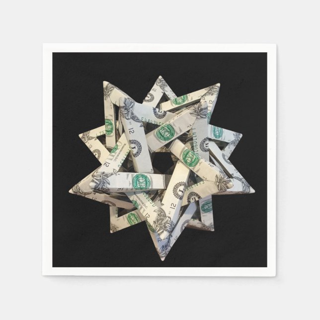 Pengar Origami Fem korsande tetraedrar Pappersservett (Framsidan)