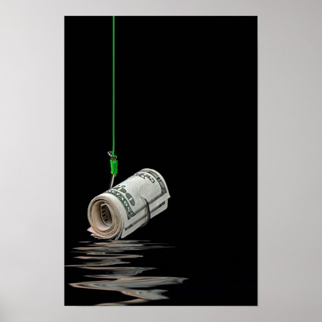 pengar på fiskkrok poster (Framsidan)