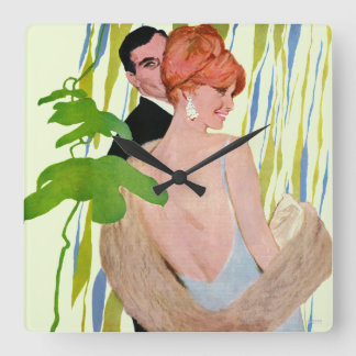 Pengar på hennes sinne fyrkantig klocka