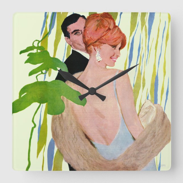 Pengar på hennes sinne fyrkantig klocka (Framsida)