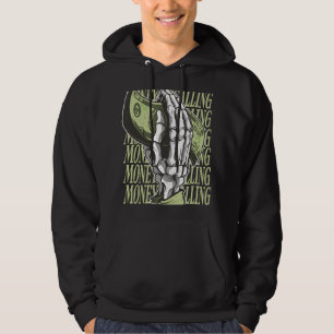 Pengar ringer i dollarsignalen Skeleton Hand Busin Hoodie