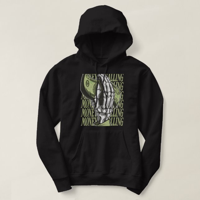 Pengar ringer i dollarsignalen Skeleton Hand Busin Hoodie (Design framsida)