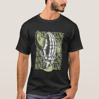 Pengar ringer i dollarsignalen Skeleton Hand Busin T Shirt