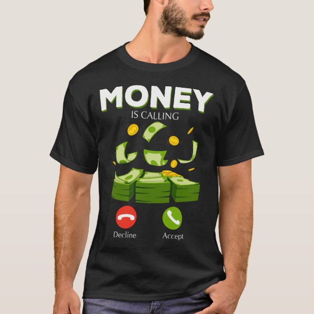 Pengar ringer upp Pengarar Business Hustler T Shirt (Framsida)