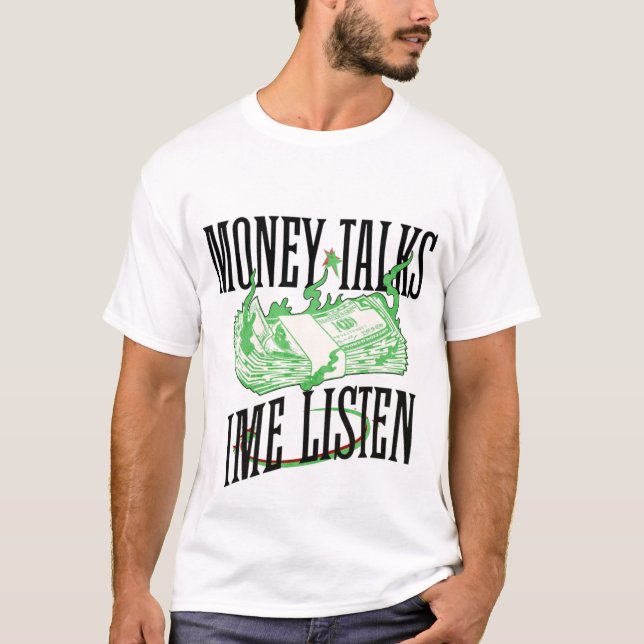 Pengar Talar Tid Lyssnar T-Shirt – Hustle Mentalit (Framsida)