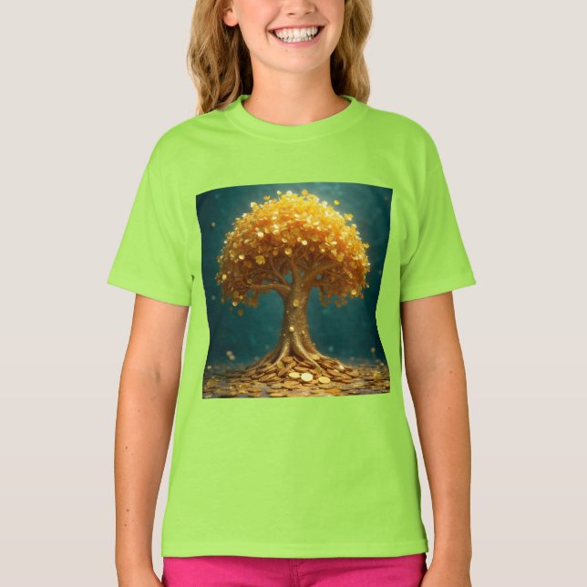 Pengar träd väggklocka t shirt (Framsida)