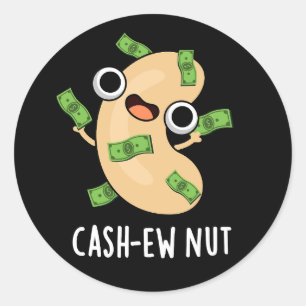 Pengarar-ew Nöt Funny Cashew Nöt Pun Mörk BG Runt Klistermärke