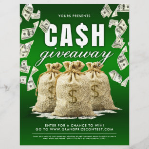 Pengarar Giveaway Tävling-fallande pengar Reklamblad