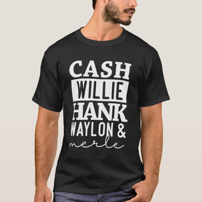 Pengarar Willie Hank Waylon Merle Land Music T Shirt (Framsida)