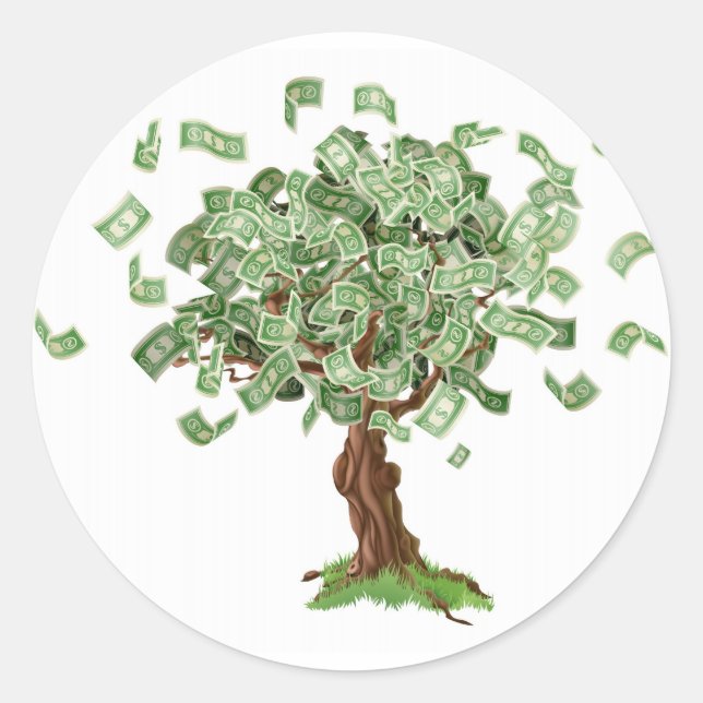 Pengarbesparingsträd Runt Klistermärke (Framsida)