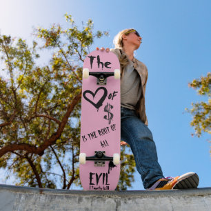 Pengarnas kärlek Ond rosa klotter Mini Skateboard Bräda 18,5 Cm