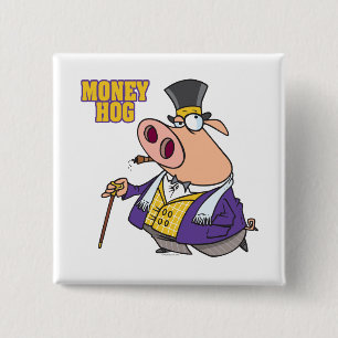 pengaslustig rik gris tecknad knapp