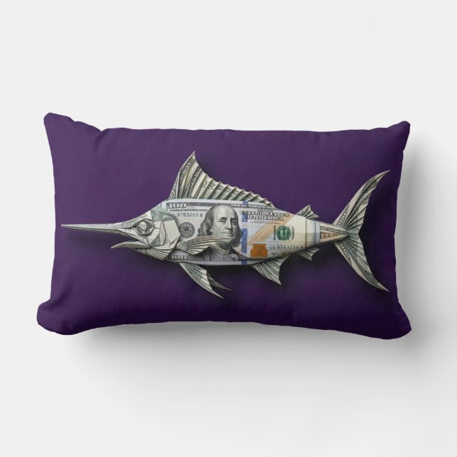 Pengfisk i origami lumbarkudde (Framsida)