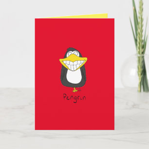 Pengrin Grinning Penguin Funny Greeting Card Kort