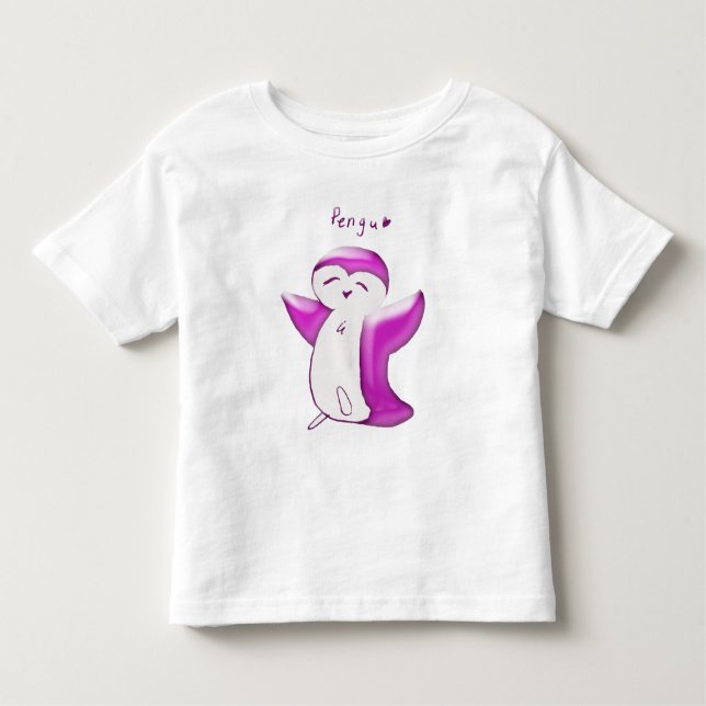 Pengu Glad Pingvin (Ljusrosa) Barn T-shirt (Framsida)
