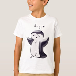 Pengu Lycklig Penguin(Black) Kids T-Shirt