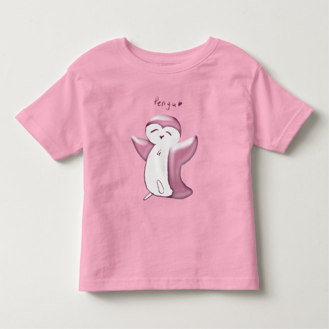 Pengu Lycklig Penguin (DustyRose) Småbarn Tshirt T Shirt (Framsida)