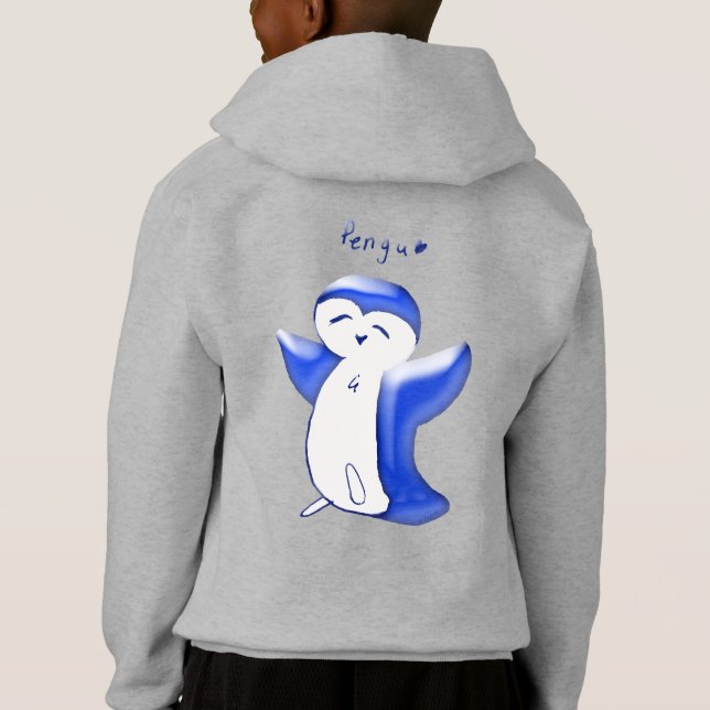 Pengu Lycklig Penguin Roligt Klubb (Blue-G) Kids H T Shirt (Baksida)