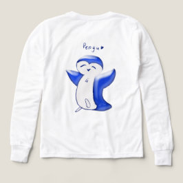 Pengu Lycklig Penguin Roligt Klubb (Blue-W), lång  T Shirt