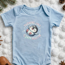 Penguin 1:a födelsedag Snö Mycket Roligt Cute Wint T Shirt