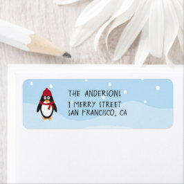 Penguin-Adressetiketter för Helgdagarna Jul Returadress Etikett